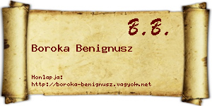 Boroka Benignusz névjegykártya